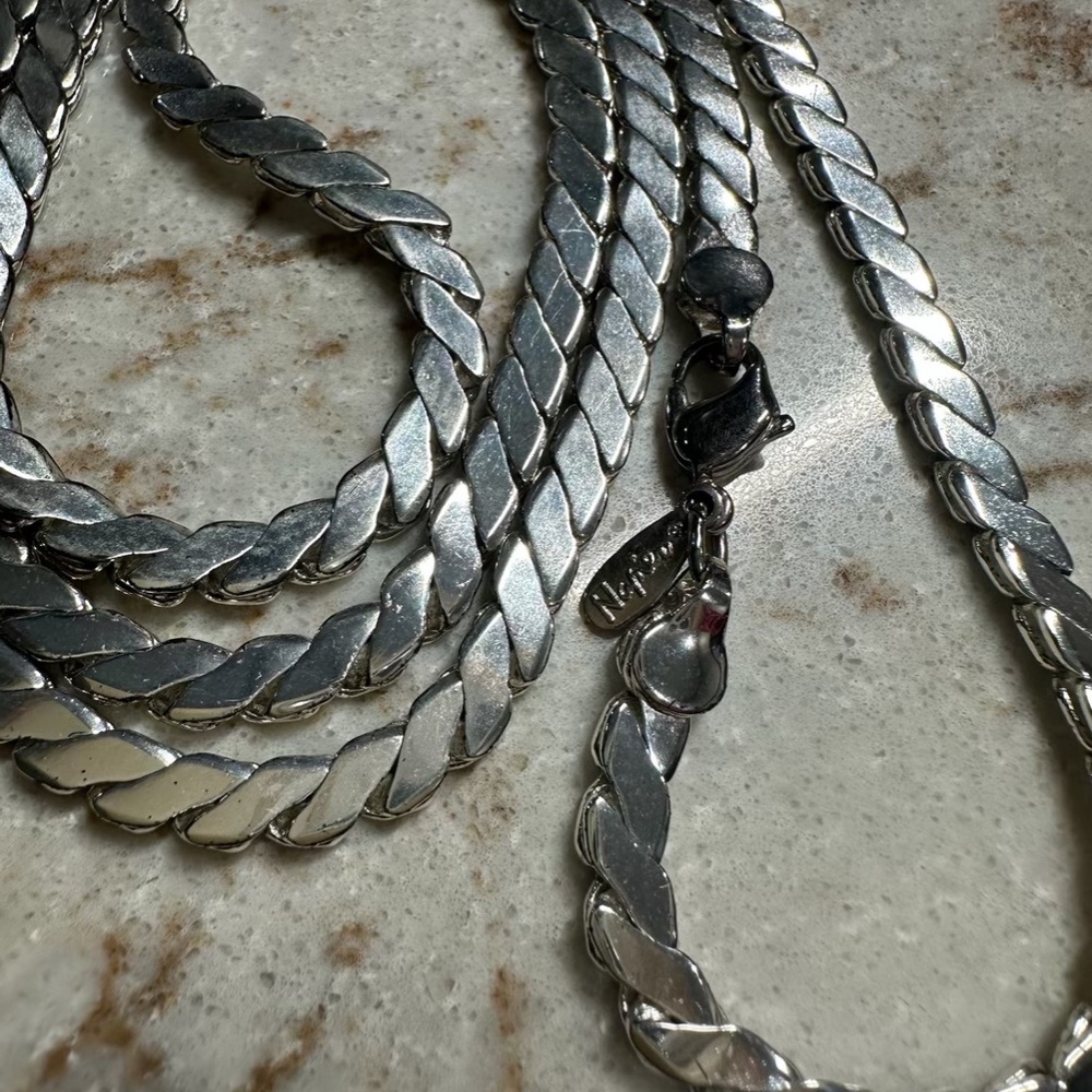 Napier Silver-Tone Flat Chain Necklace – Bold & Timeless Statement Piece